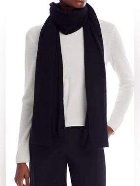 Bloomingdale's Black Long Knit Scarf Wrap